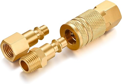 Miniatura 3 de Kit de acoplador de aire y enchufe, accesorios de aire de conector rápido, accesorio de manguera de aire industrial NPT de 14 de pulgada (8 piezas)