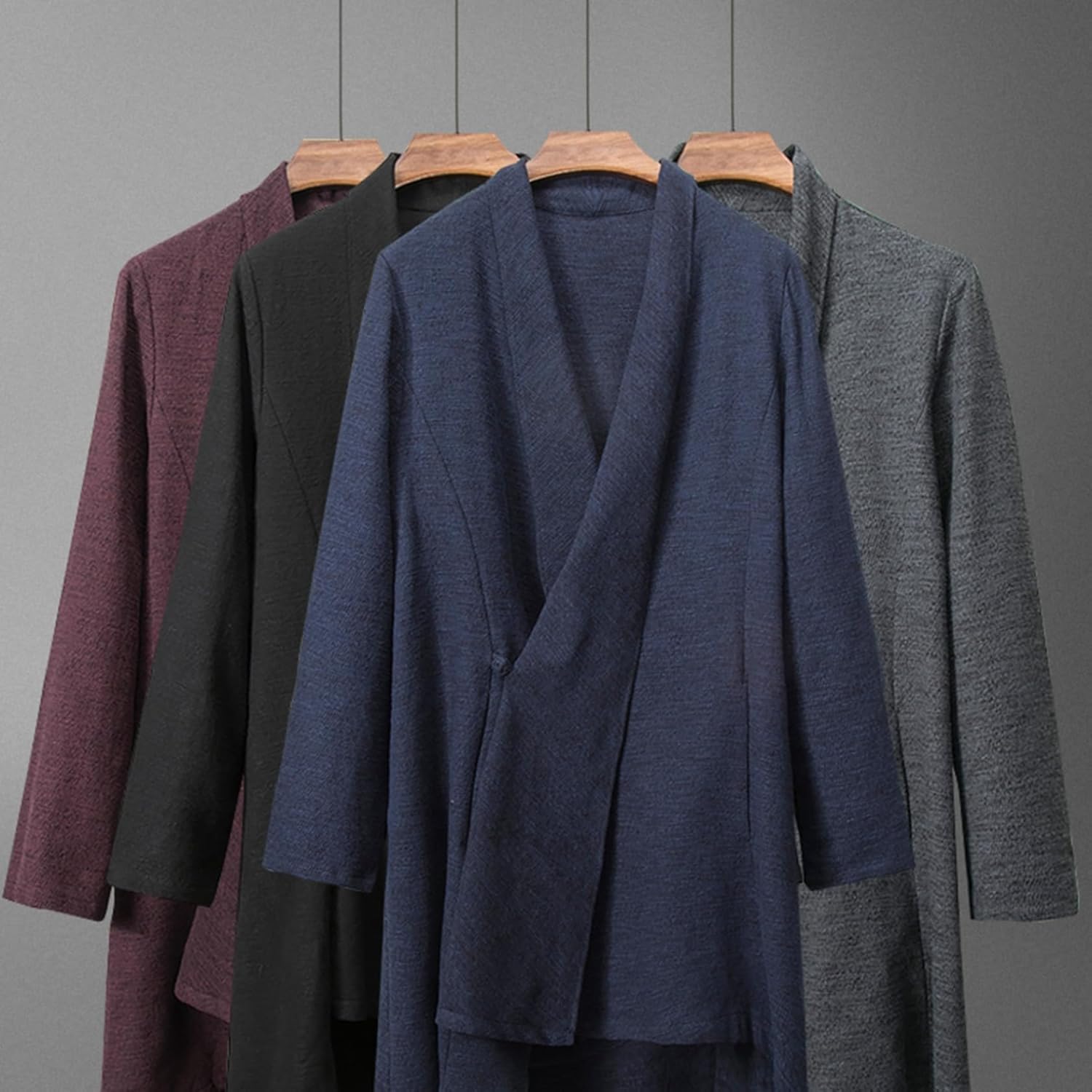 [Taopagii] カーディガン メンズ 長袖 チャイナシャツ 春秋 大きいサイズ カジュアル 無地 チャイナ風 武術シャツ 伝統