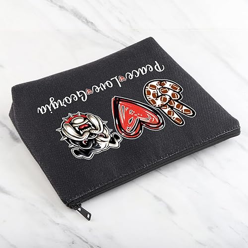 Miniatura 5 de MNIGIU GA Georgia Gift Peace Love Georgia - Bolsa de maquillaje para fanáticos del fútbol, regalo para amantes de los bulldogs, negro (Bulldog Black)