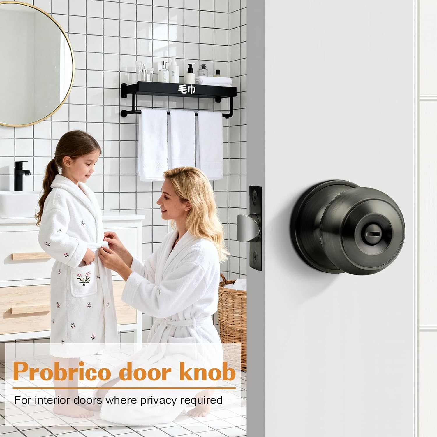 Probrico 6 Grey Closet Door Knobs and 3 Satin Gunmetal Bedroom Door Knobs Bundle Set, Interior Door Knobs for Bedroom Bahtroom Hallway