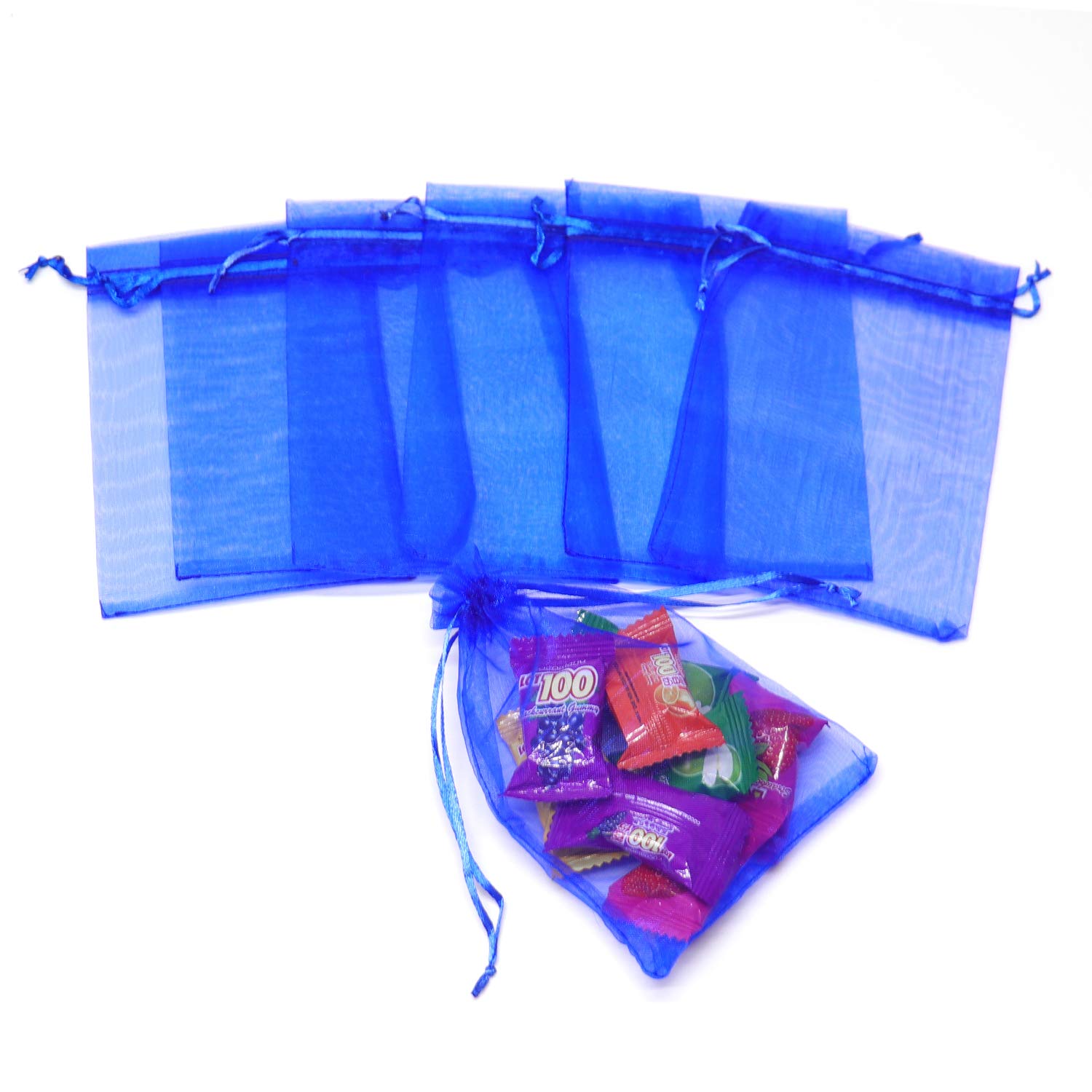 Dealglad 50 sacchetti in organza con coulisse, per gioielli, bomboniere, Natale, matrimonio, feste, regalo (15,2 x 20,3 cm, bianco