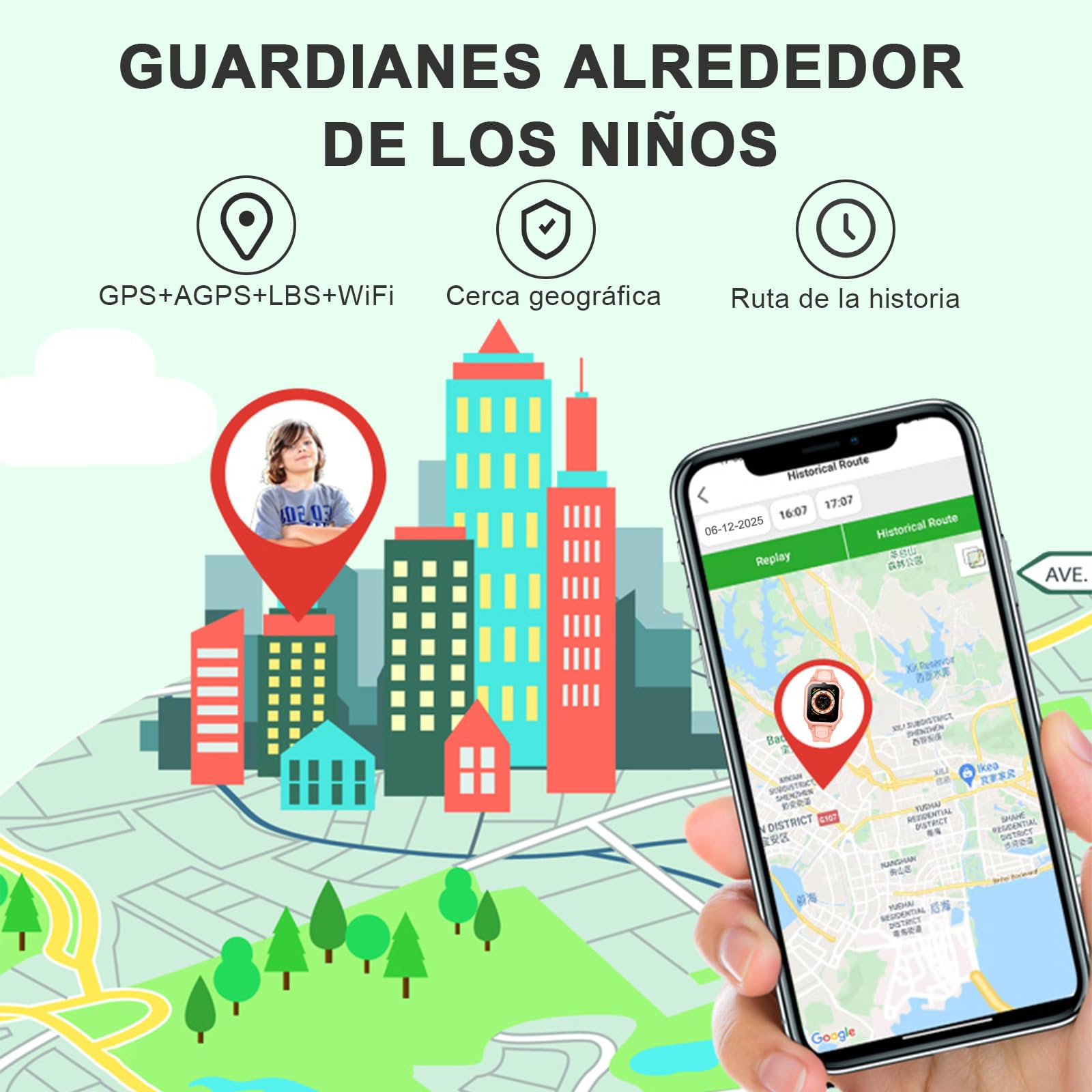 Reloj Inteligente Niños Niñas Infantil Smartwatch con GPS 4G WiFi Impermeable Teléfono Control Parental Videollamada SMS SOS Modo Clase Rechazo llamadas Desconocidas Cámara Reproductor Música Vídeo