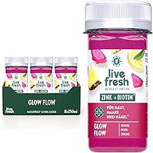 LiveFresh Biotin + Zinc Shot - 8 x 60 ml - Cold Pressed ¹ Shots of Apple, Pineapple & Pitaya - No Added Sugar - Made in Germany - Glow Flow