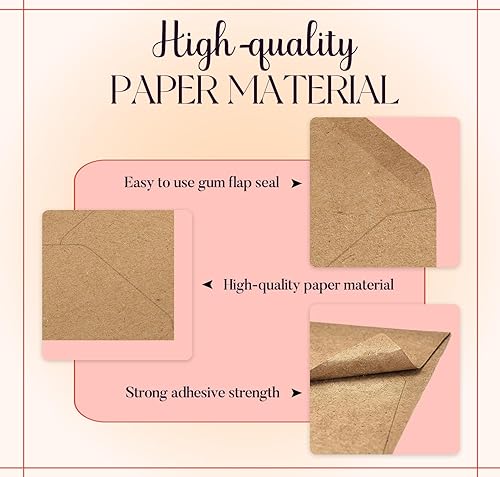 Miniatura 6 de ACSTEP Paquete de 100 tarjetas de agradecimiento pequeñas con sobres de papel kraft para cejas para negocios, bodas, despedidas de soltera, baby
