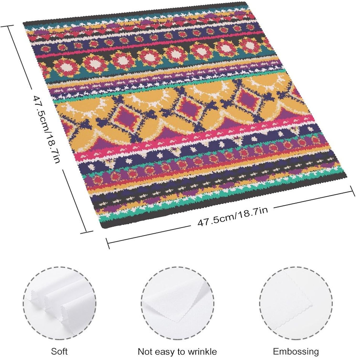 Aztec Cloth Napkin,Southwestern Ethnic Geometric Tribal Navajo Dinner Napkin Reusable Kitchen Table Top Collection for Party Dining Table Decor, 19 X 19 Inch, 6 PCS