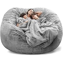 NIBHZ Bean Bag Cover Bean Bag Chairs for Adults Large Soft Bean Bag Chairs Cover Without Filling Giant Fluffy Moon Pod Lazy Sofa Bean Bag Bed,lightgray-5FT