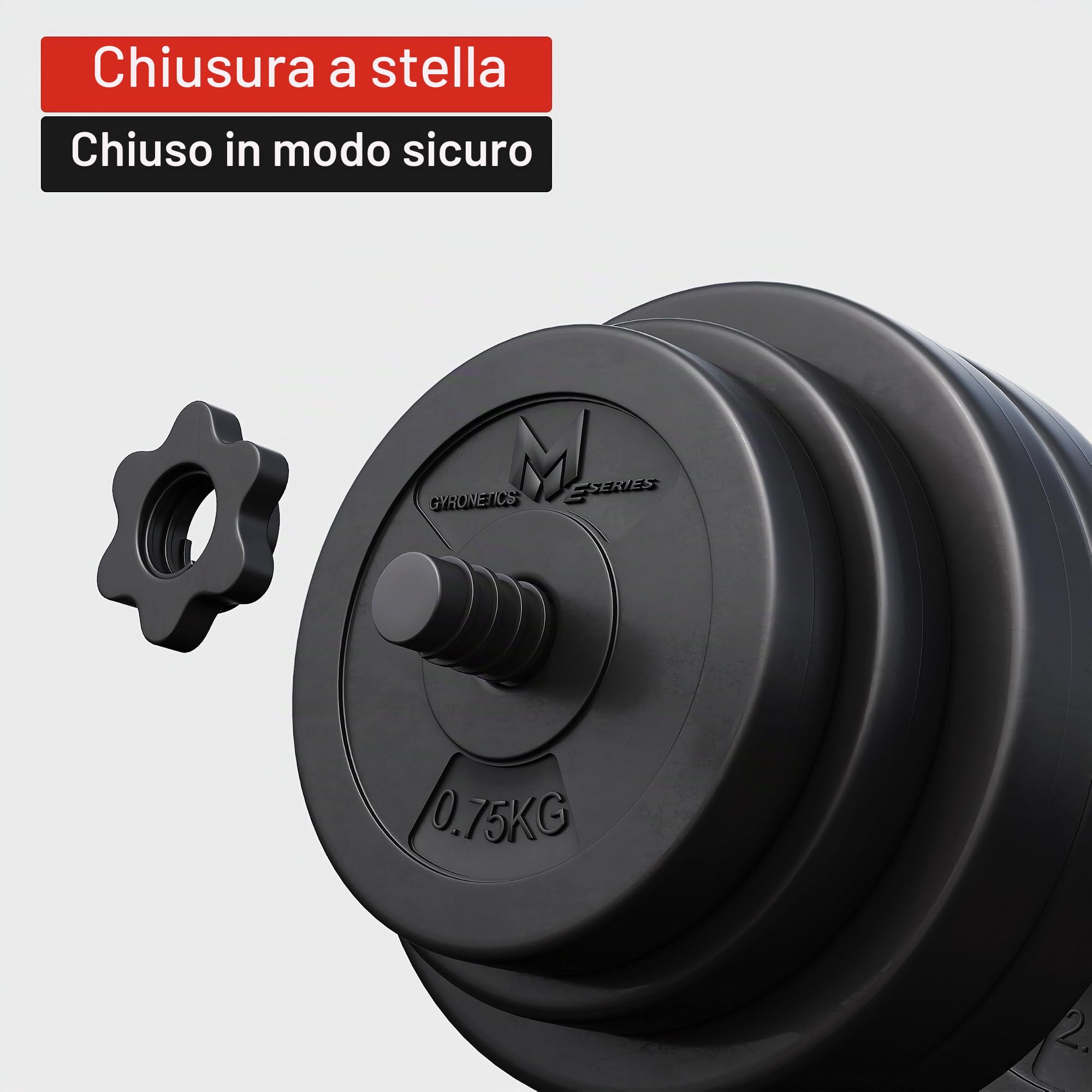 GYRONETICS® Set di Manubri - 30 kg, Coppia, 16 Dischi in Plastica, 25 mm, 4 Chiusure a Stella, Antiscivolo, Impugnatura Zigrinata - Dumbbells, Sollevamento Pesi, Palestra, Allenamento, Fitness, Casa