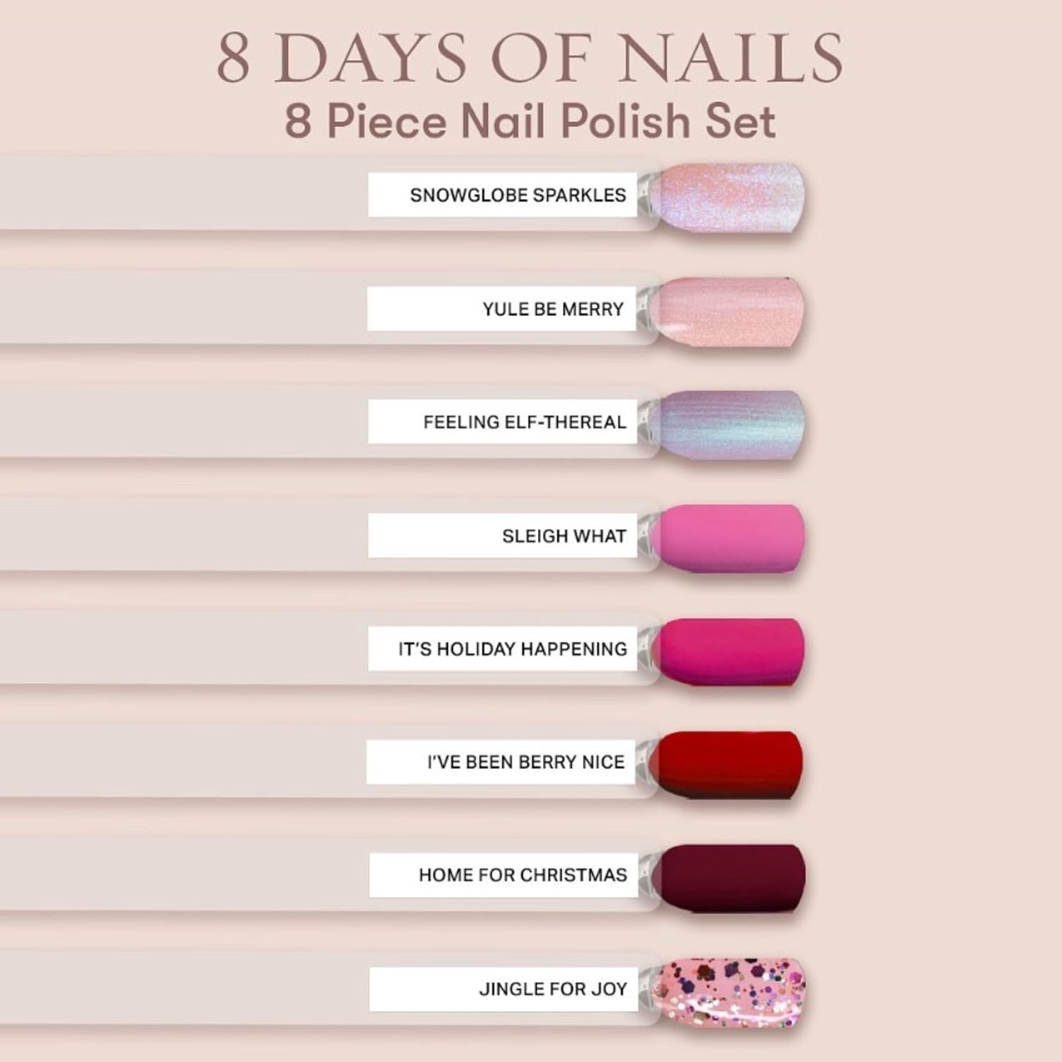 Nails Inc 8 Days Of Nails Nail Polish Set, Limited Edition, Holiday Stocking Stuffer, Women & Girls, Quick Dry, Air Dry, High Shine, Long Lasting, Ultra Glossy, Manicure, Trendy 8 Piece Gift Set