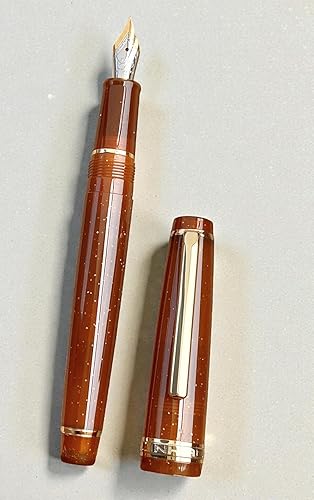 Miniatura 4 de Jinhao 82 Acrylic Fountain Pen Fine Point Gold Trim with Ink Converter (Fine Nib, Fluorescent Coffee)