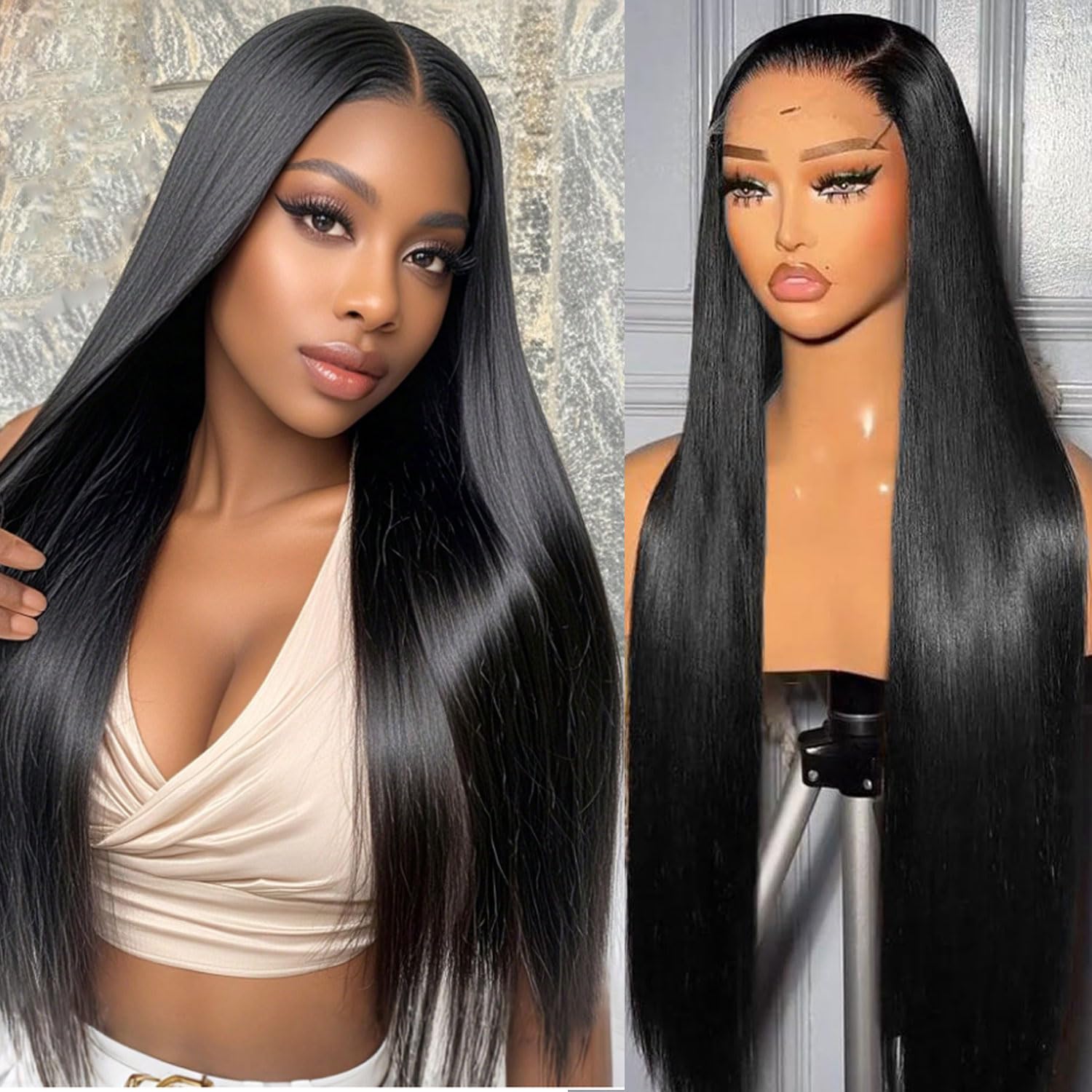 13x6 Lace Front Wigs Human Hair 180 Density Straight HD Lace Front Wigs Human Hair Pre Plucked with Baby Hair Natural Color Glueless Frontal Wig for Women 20 Inch
