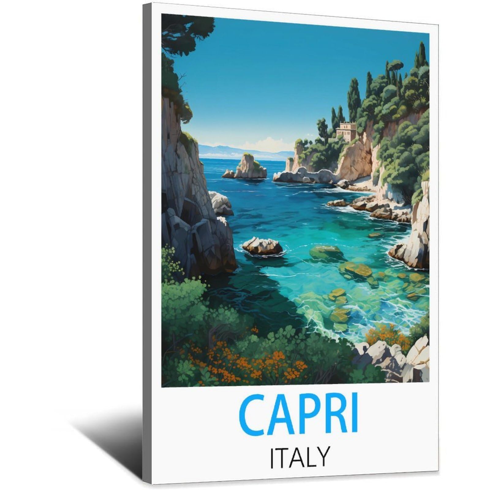 SLJGINEU Poster de voyage vintage Capri Italie 40 x 60 cm Impression sur toile murale moderne pour décoration de salon