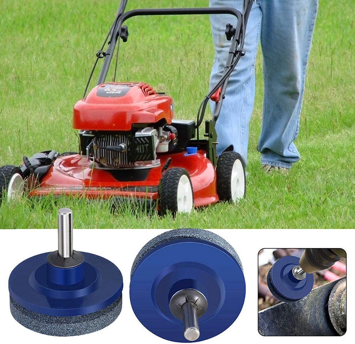 Affilacoltelli per Tosaerba,4 PCS Affilatrice Testa Universale Affilacoltelli Multifunzione per Smerigliatrice da Giardino Pietra per Trapano Elettrico Kit di Riparazione per Trapano a Mano