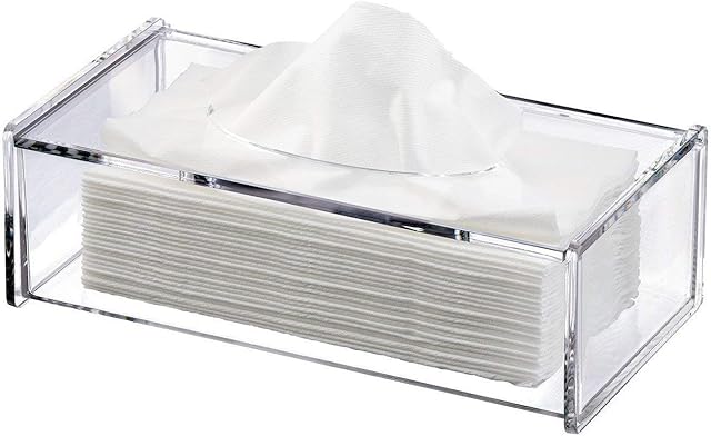 Discoball Acrylic Tissue Box Cover Clear Tissue Holder Napkin Dispenser for Home Office Car (Rectangular)