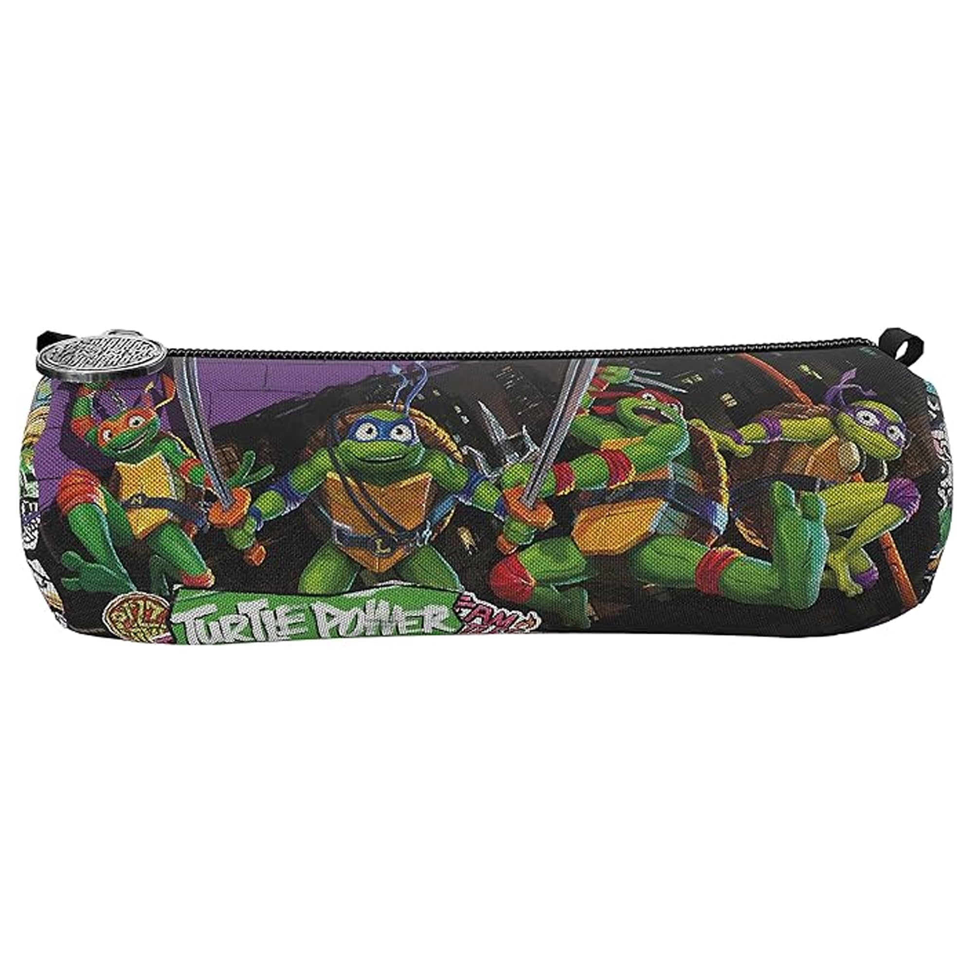 Safta Ninja Turtles Pencil Case with Three Compartments for Children, Ideal for School Age Children, Comfortable and Versatile, Quality and Durability, 22 x 3 x 12 cm, Grey/Black, Grey / Black
