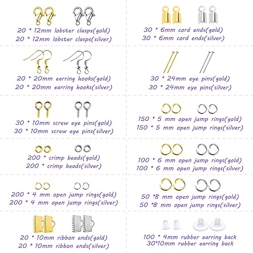 Miniatura 3 de shynek Kit de fabricación de joyas suministros para adultos con herramientas, alambres, hallazgos y dijes para hacer y reparar