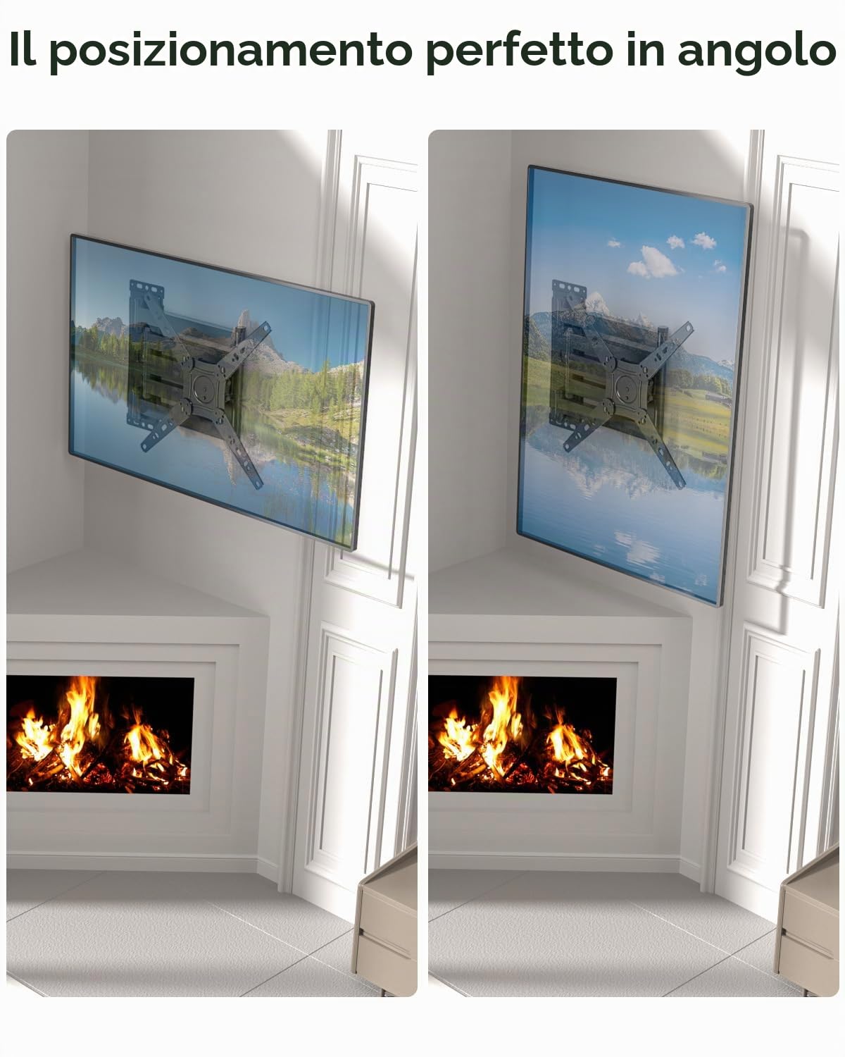 Supporto TV Parete con Braccio Articolato Extra Lungo 1035 mm, 180° Rotazione Supporto TV Monitor per LED/LCD da 17-50 Pollici Fino a 30 kg, Inclinabile Orientabile Estensibile, VESA 300 x 300 mm