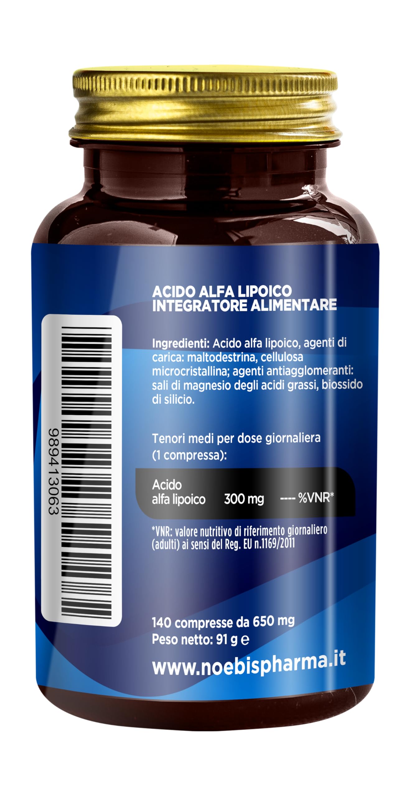 Acido Alfa Lipoico Noebis Pharma - 300 mg per Compressa - 140 Compresse - Supporto Antiossidante e Metabolismo Energetico