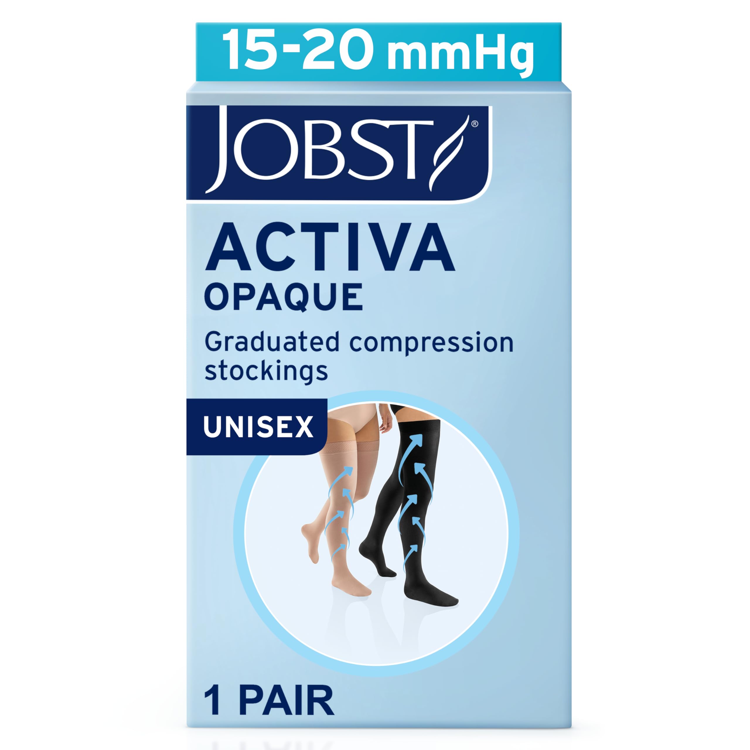 JOBST ACTIVA Opaque 15-20 mmHg Compression Socks Thigh High Closed Toe