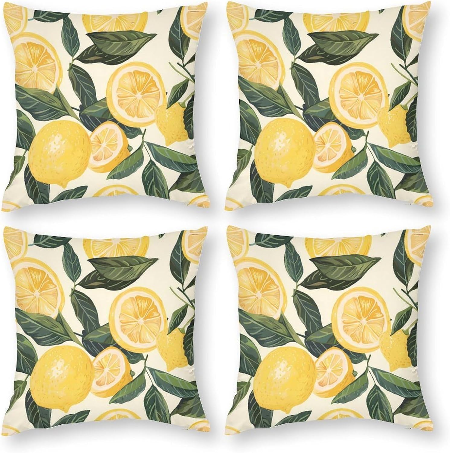 Lemon Printed Throw Pillow Case 4 Pcs Soft Pillowcases Pillows Covers Sofa Bed Decor 12/14/16/17/18/20/22/24/32 Inches