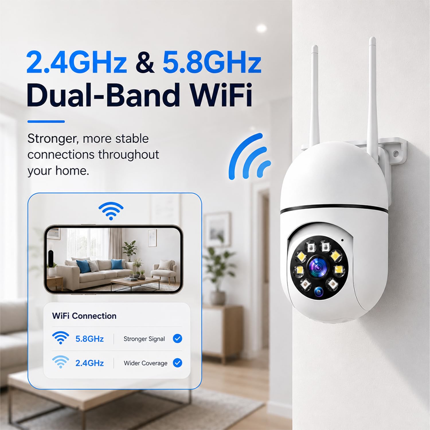 Hawkray Überwachungskamera für den Innenbereich, WLAN, 2,4 & 5 GHz Dualband, 360° Schwenkneigung, Farb-Nachtsicht, Zwei-Wege-Audio, 2 Stück