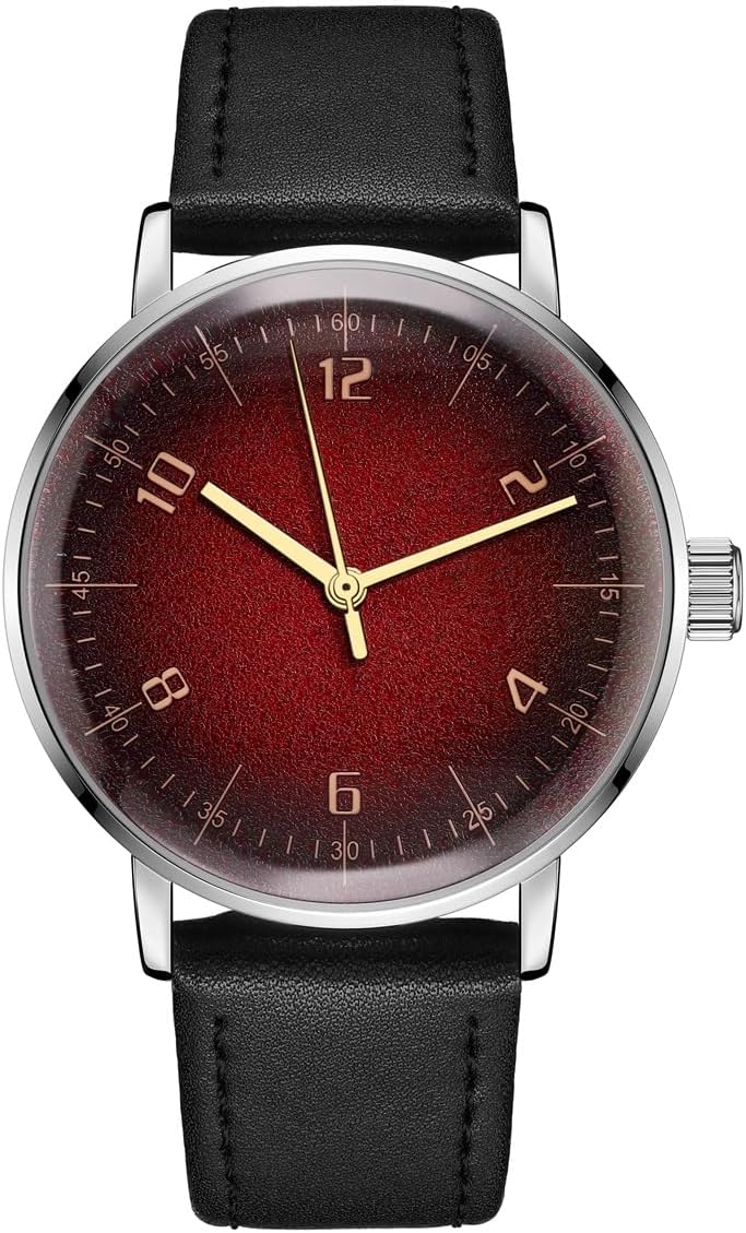 Boyarca Vintage Mechanical Wrist Watch with Domed Glass Watch Mirror, Casual and Minimalist Manual Winding Mechanical Watch for Men and Women