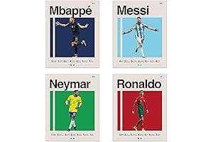 Famous Football Superstar Ronaldo, Messi, Neymar And Mbape 8X10 Poster Prints