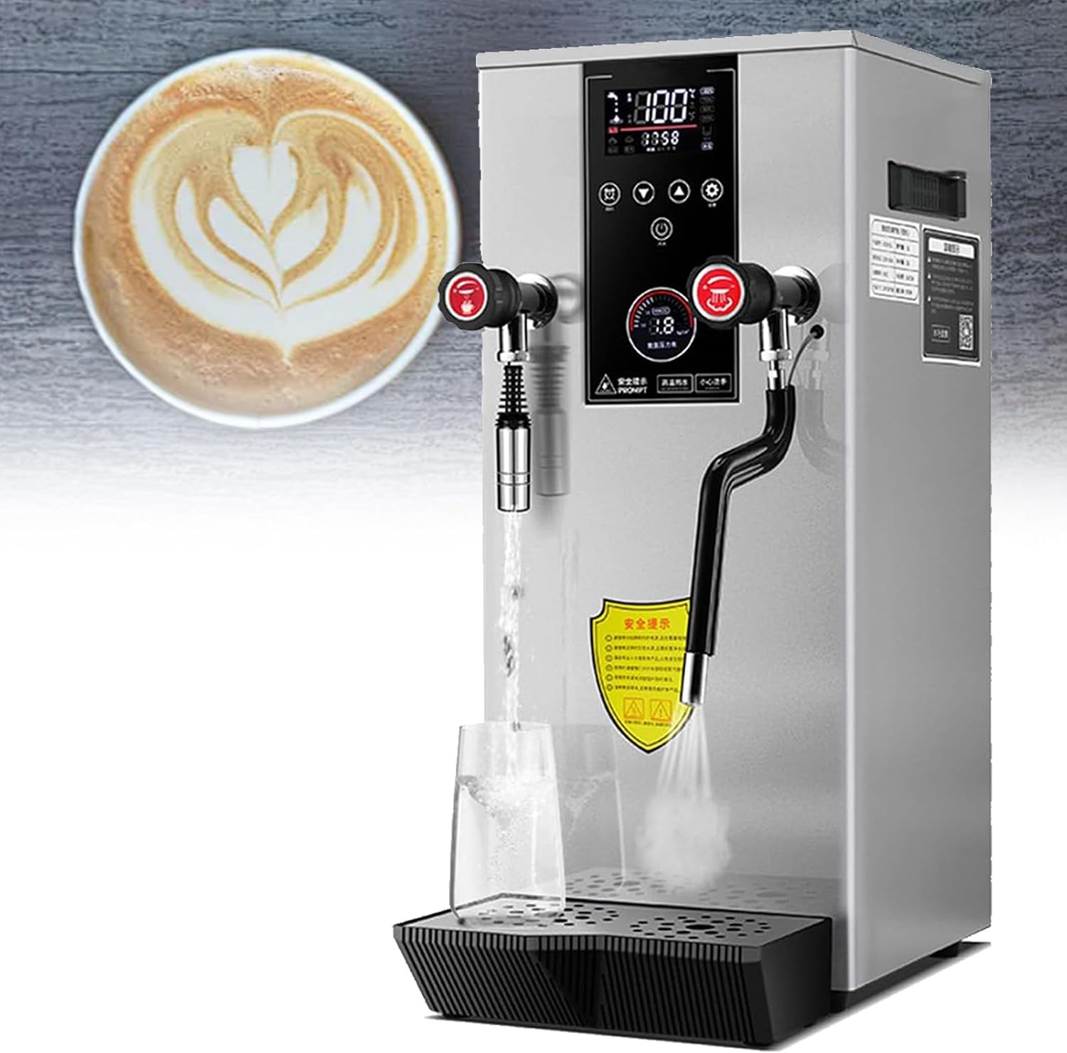 Commercial Milk Frothing Machine 12L Water Boiler MultiPurpose Electric Steam Foam Maker for Tea Coffee Shop Dessert Shop(White)