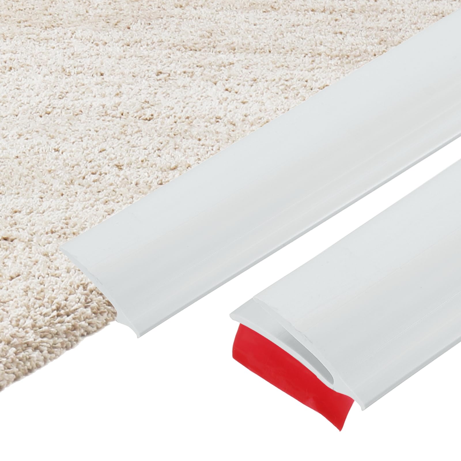 sourcing map 500cm x 32mm x 8mm Carpet to Tile Transition Strip, Self-Adhesive Carpet Edge Strip, PVC Gap Cover, Laminate Edge Trim for Uneven Surfaces, White — image 1