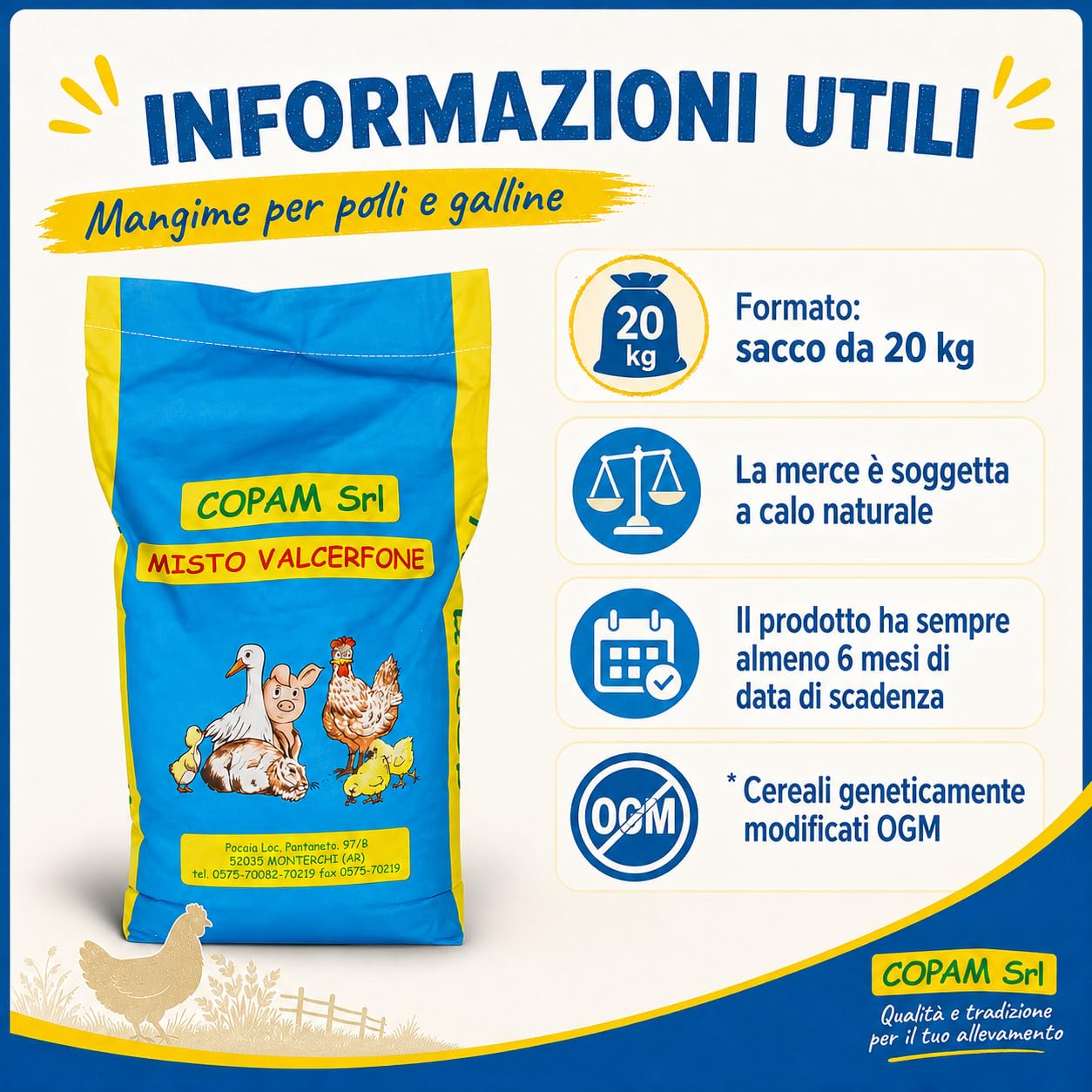 Intrisa per Polli e Galline | Misto Valcerfone per Avicoli | Pastone da bagnare per Polli | Mangime per Galli e Pollastre - 20 kg