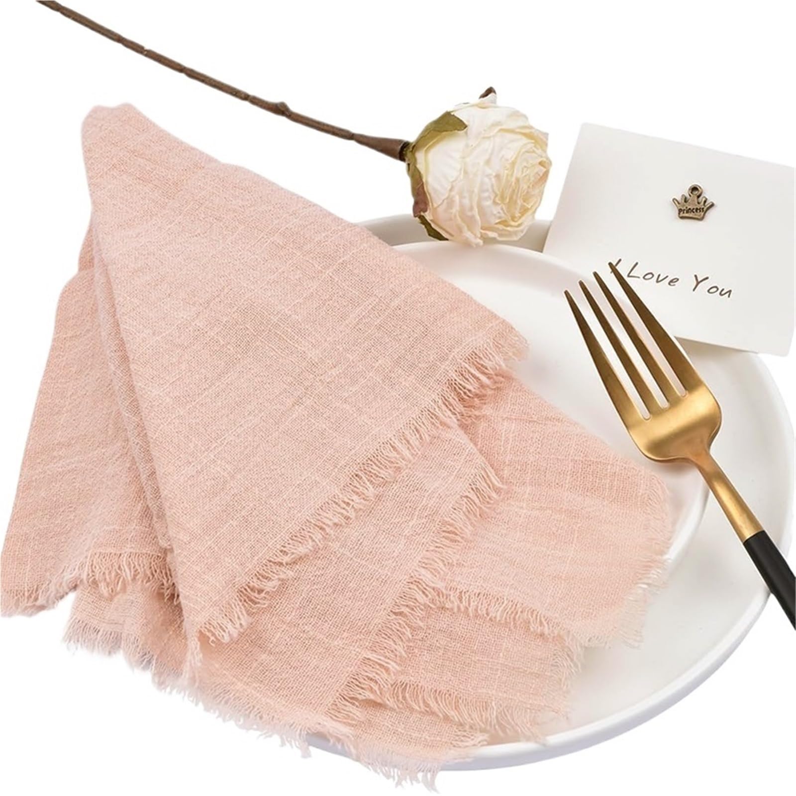 Cotton Table Napkins, Cotton Gauze Table Napkins 32x32cm Reusable Multicolor Wedding Decor(20pcs Peach)