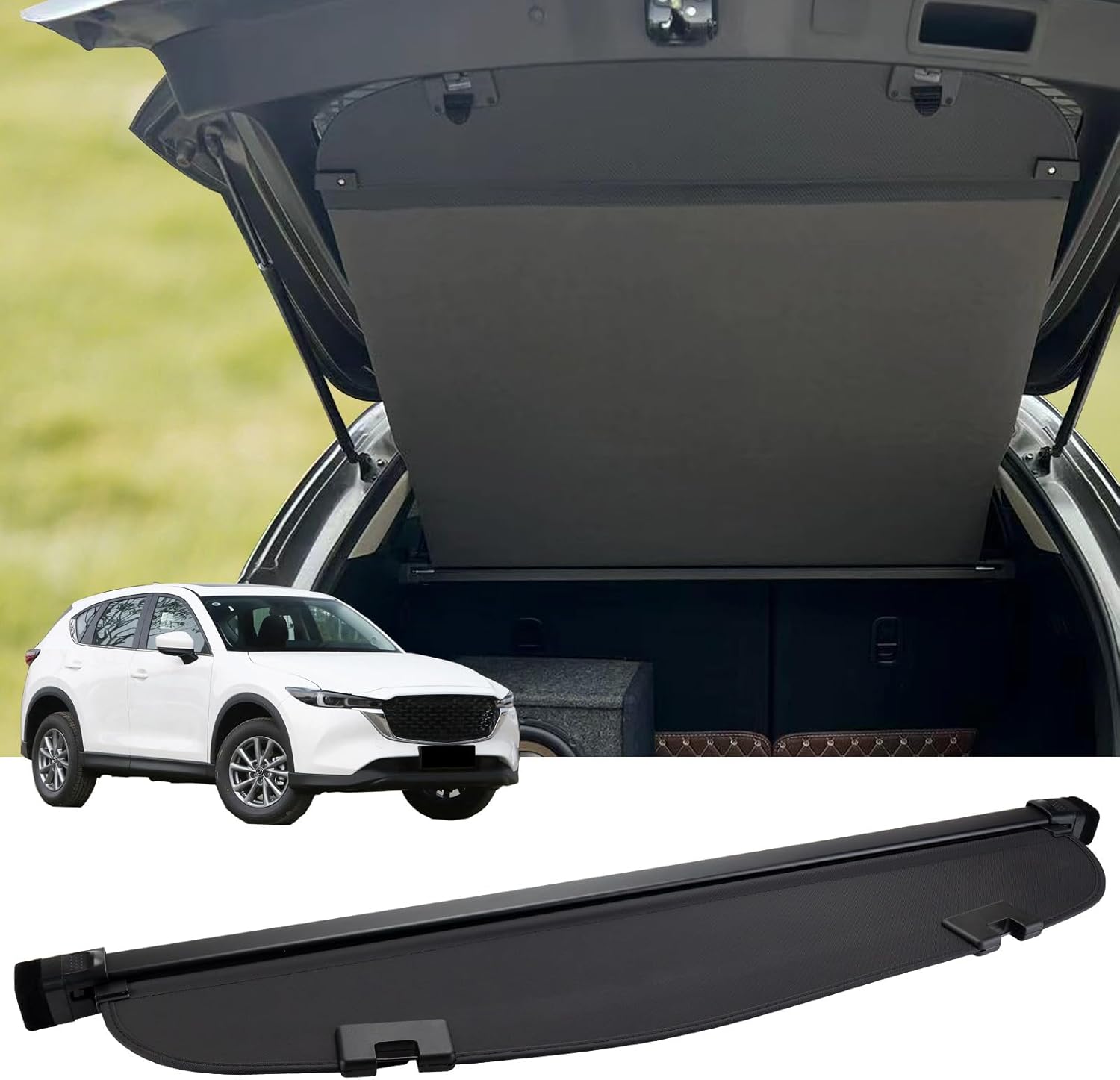 FARBIN Trunk Cargo Cover for Mazda CX5 2017 2018 2019 2020 2021 2022 2023 2024 Accessories, Retractable Trunk Cover Shielding Shade, Waterproof Privacy Security Screen (For 2017-2024 Mazda CX5 Canvas)