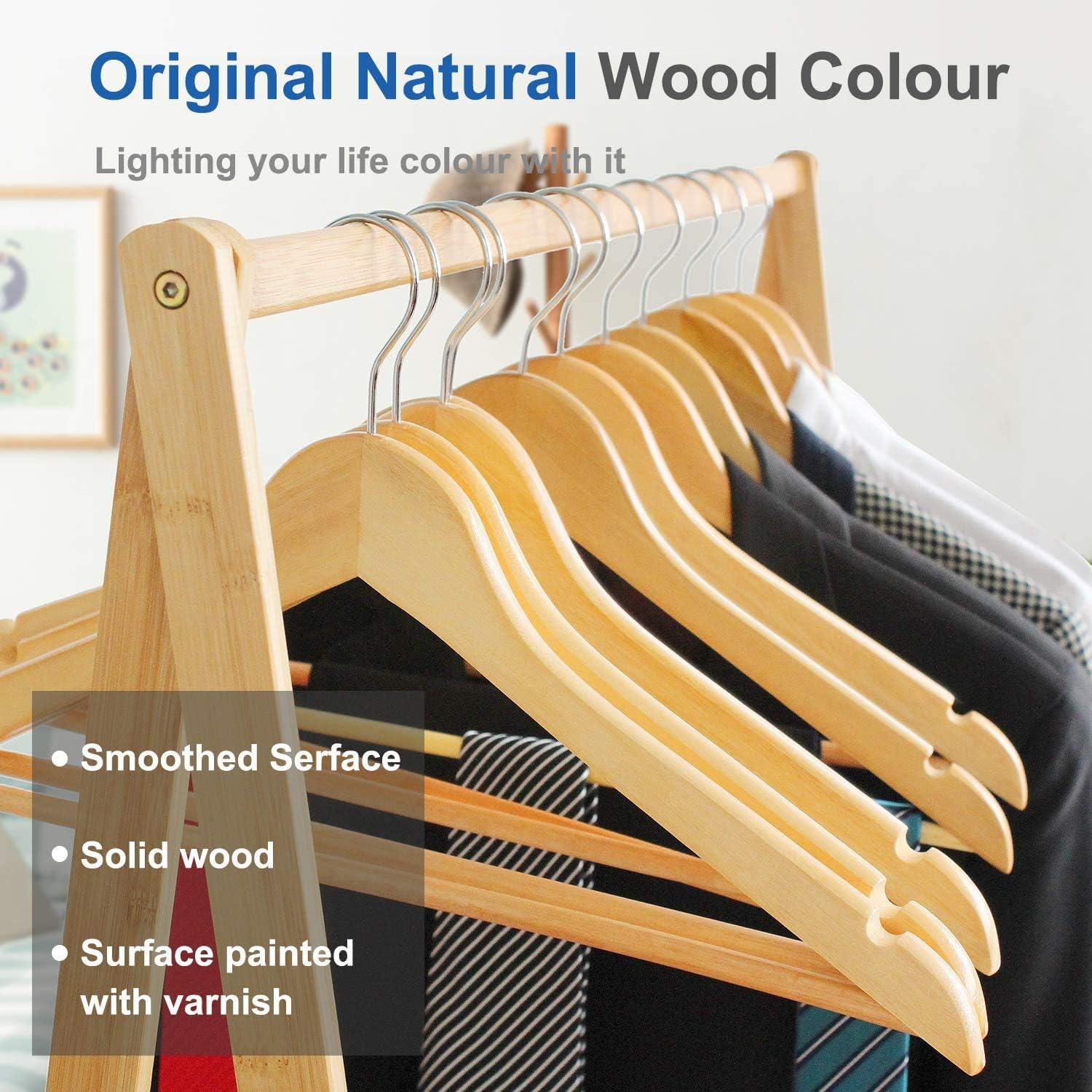 Lotus Wooden Hangers, Solid Wood Shirt Hangers,Dress Coat Jacket Clothes Hangers,with Extra Smooth Finish, 360 Degree Swivel Hook(Retro) (Beige, 4)