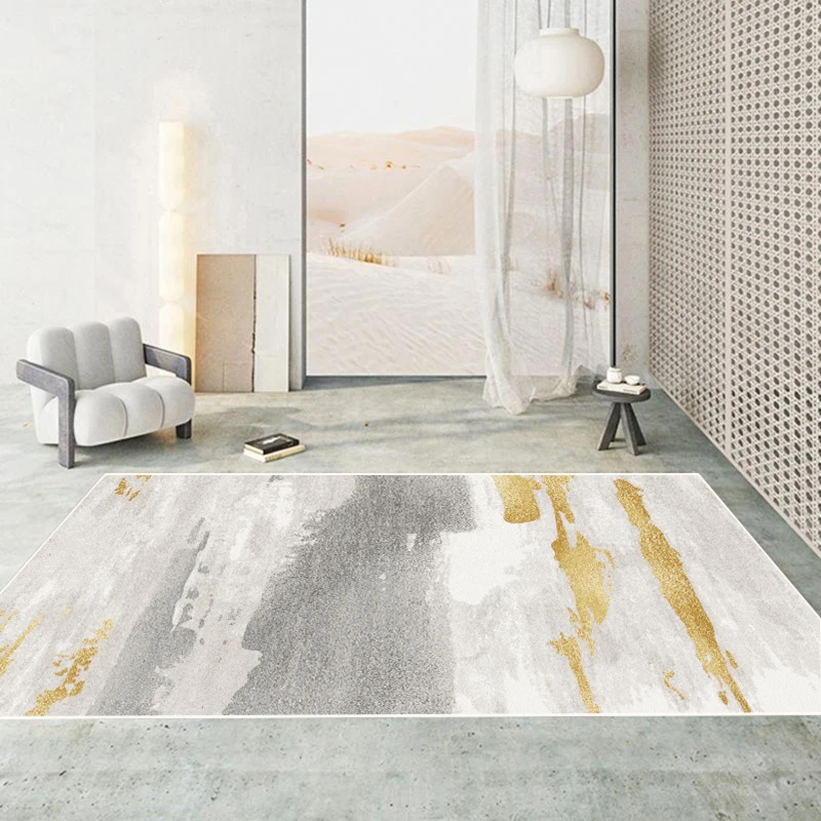 Tapis de style abstrait non pelucheux au fini soigné pour décoration