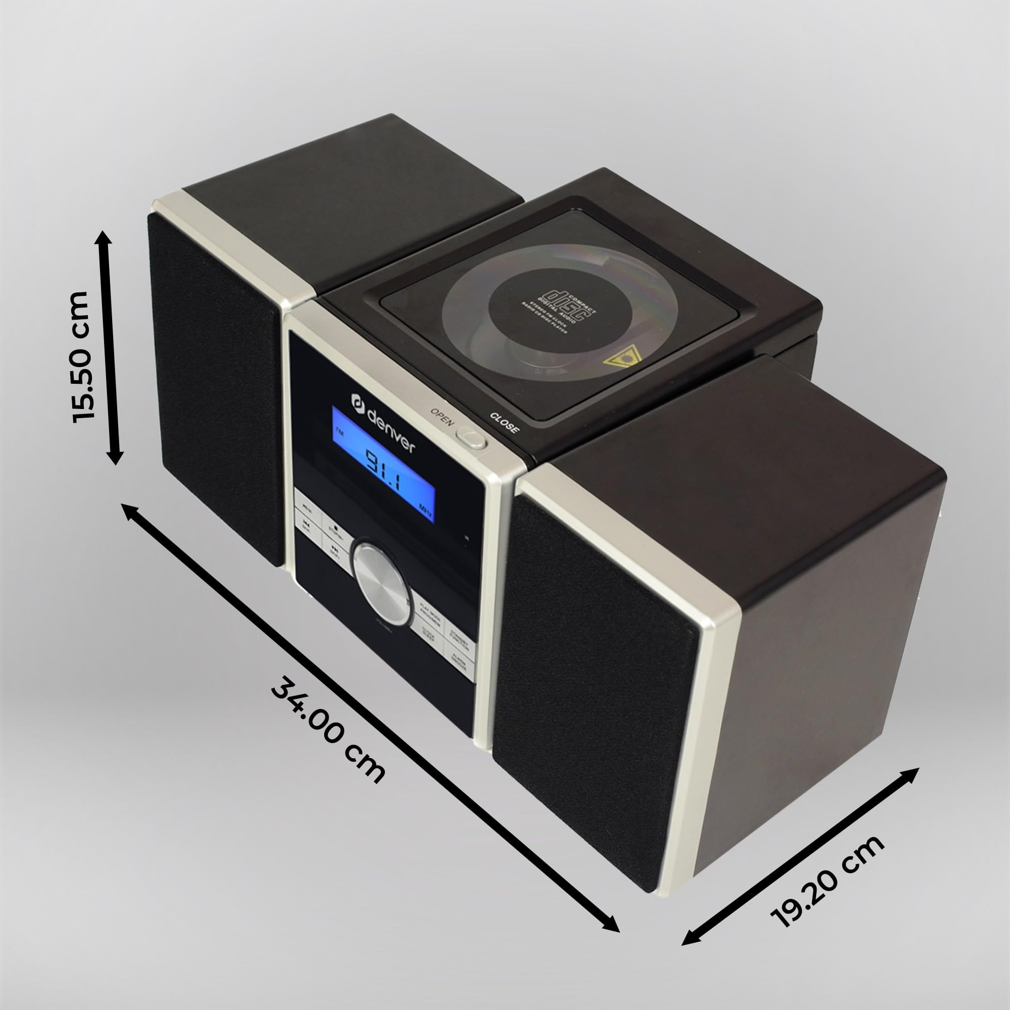 Denver Système micro audio MCA-230 avec radio PLL-FM, lecteur CD et entrée AUX, noir/argent