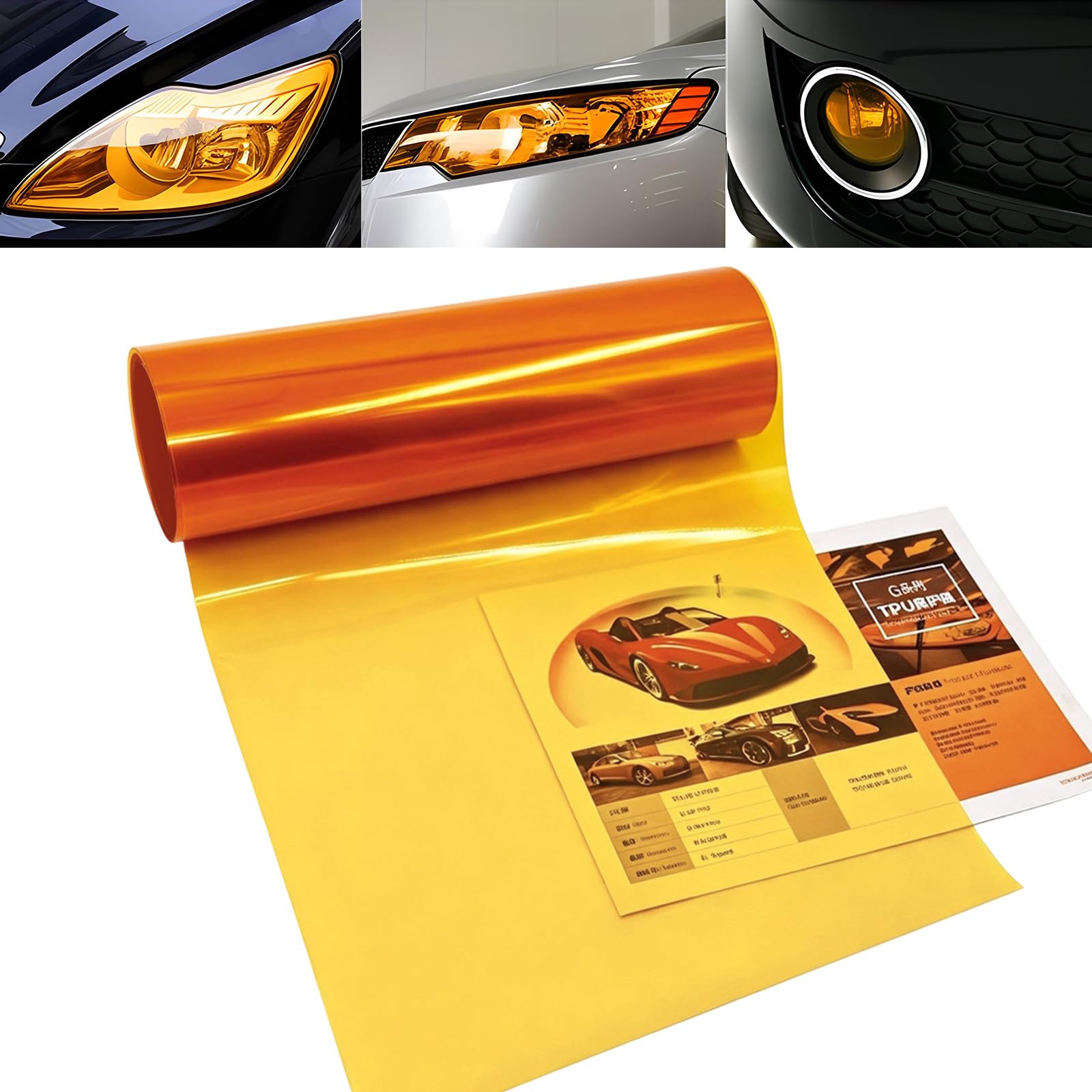 1797 Car Light Tint Film 12"x48" Headlight Taillight Vinyl Wrap Orange