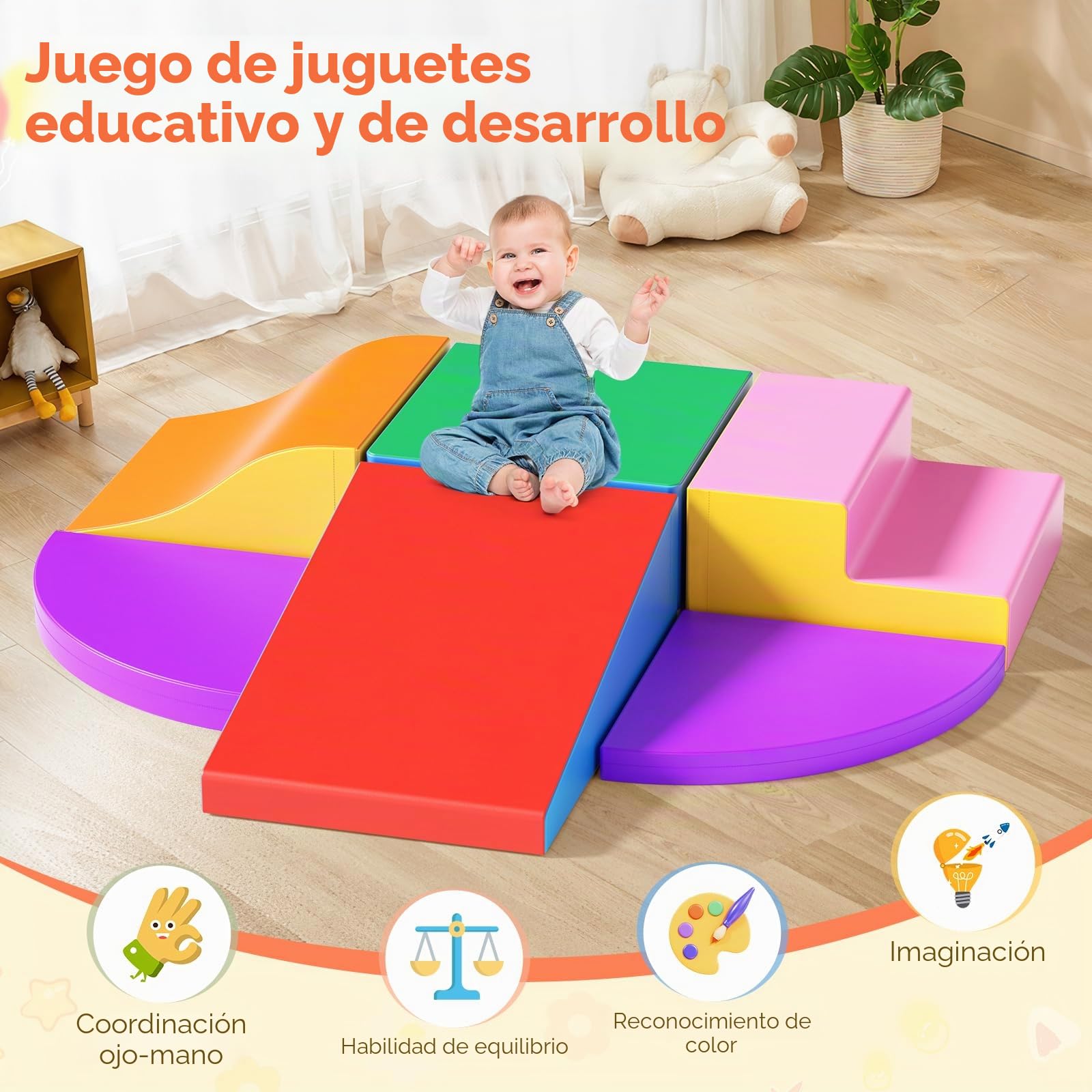 Lischwert Bloques de espuma Equipo Soft Zone Formas Actividad Multicolor Juguetes para niños pequeños (JM301-Color)