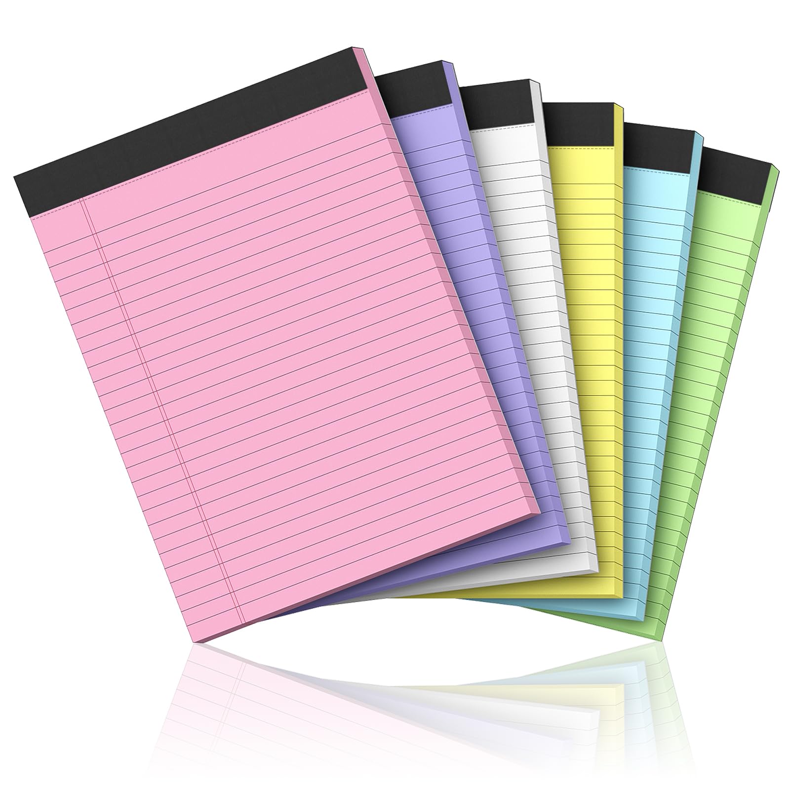 Nichela 6 Pack Legal Pads 8.5 x 11 Colored Note Pads 8.5 x 11 Pink Notepad Perforated Writing Pads 8.5 x 11 Lined Paper Pads of Paper Wide Ruled 30