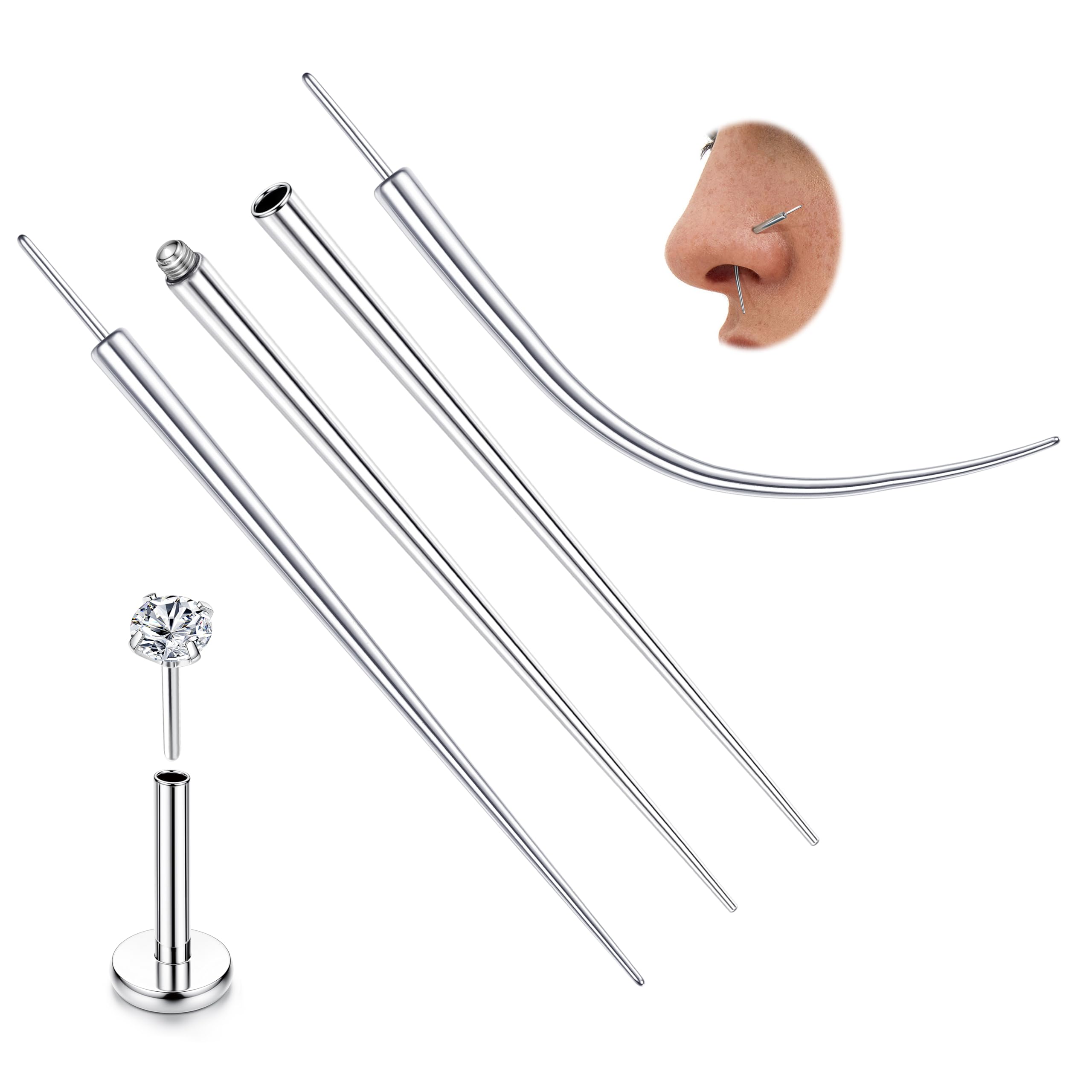 LOLIAS 14G/16G/18G/20G Piercing Taper Insertion Tool ASTM F136 Titanium Piercing Threader Tool for Threaded Push In Threadless Labret Tragus Helix