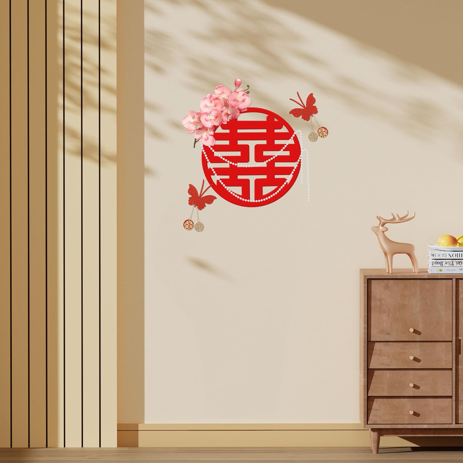 HannaFires Chinese Wedding Door Banner Set – Red Double Happiness Hanging Décor for Bedroom Entry, Door Frame, or Bridal Room Setup