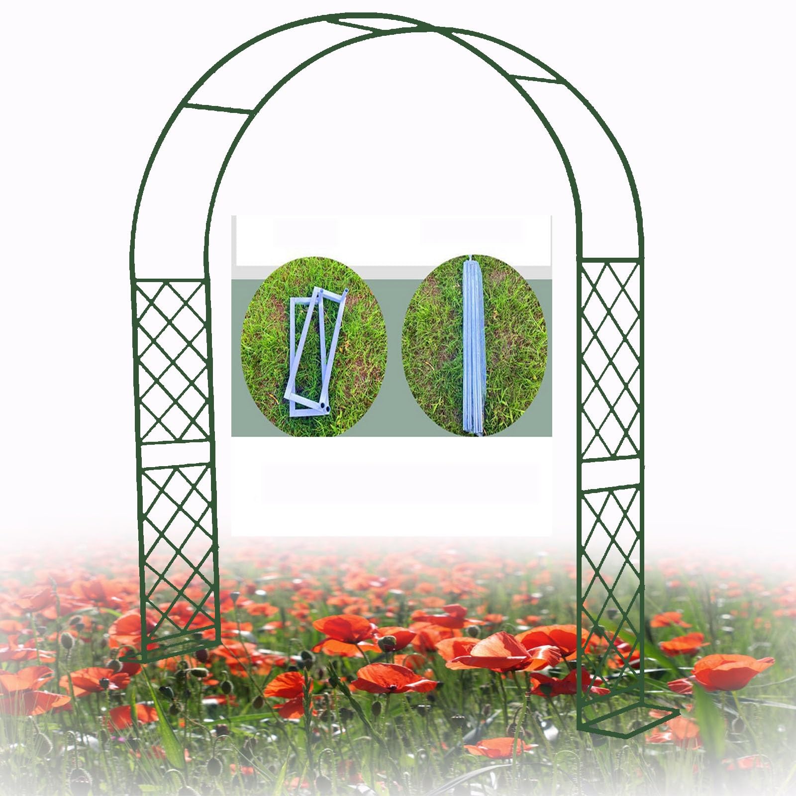 Arche de jardin en métal robuste pour plantes grimpantes et fêtes