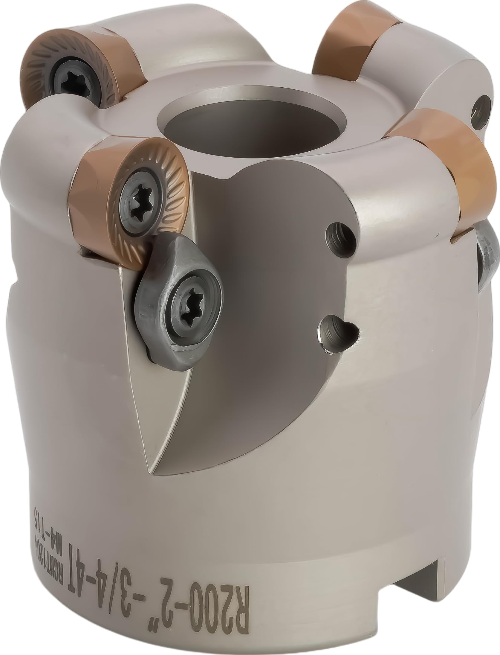 4" Indexable Face Mill With 1-1/4" Arbor Hole – Includes 5 RCKT1606 Carbide Inserts, 5 Flute, Negative Rake