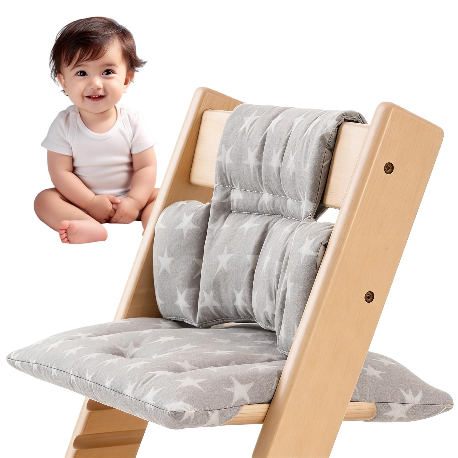 Juego de cojines antideslizantes para trona, 2 piezas, para trona Stokke Tripp Trapp, algodón orgánico, funda de repuesto con cierre de para bebés y niños