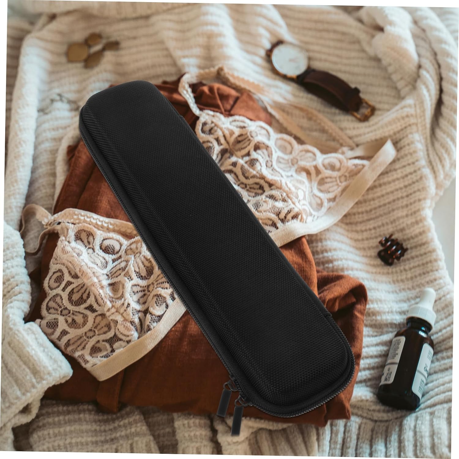 Hair Curler Travel Case Compact Heat Resistant Curling Iron Organizer with Zipper Portable Storage Pouch for Straightening Tools Outdoor Use