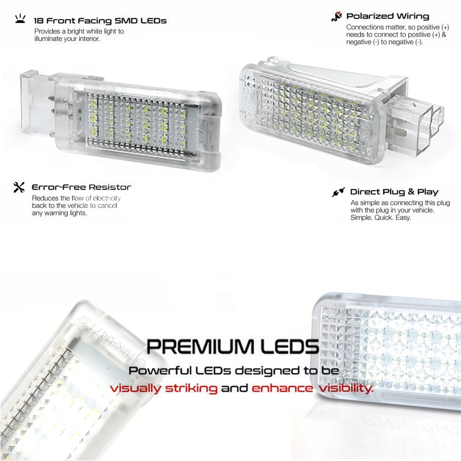 JAFILO 2 uds LED luz for reposapiés compartimento de equipaje guantera lámparas, for Audi, A4 B5 B6 B7 B8 A3 A6 C6 C7 A5 R8 TT Q5 Q3 Q7 A1 A8 S3 RS6 luces interiores del coche(RGB kit 1)