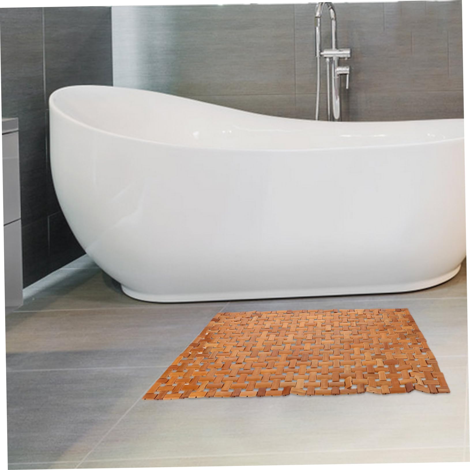 Tapis Bambou Antidérapant Pliable pour Salle De Bain Mat De Sauna Et Spa Utilisation Intérieure Et Extérieure Et