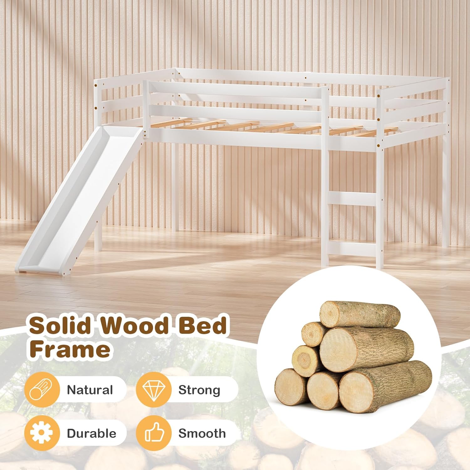 Safety features of the DORTALA Twin Loft Bed including guardrails and anti-tipping kit