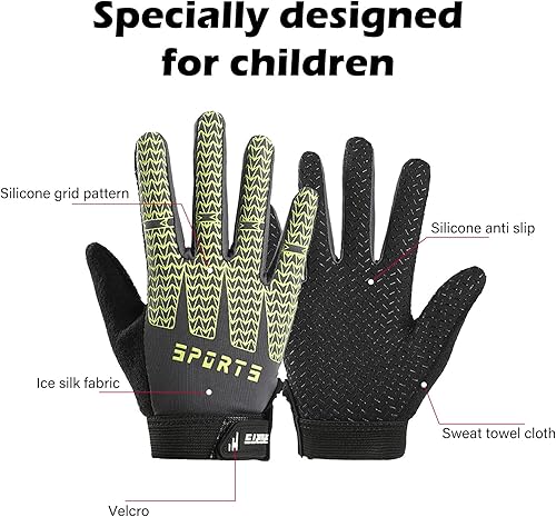 Miniatura 3 de Guantes de bicicleta para niños, toalla antideslizante de seda de hielo, cierre de velcro, transpirable, cómodo, alta elasticidad, perfecto para