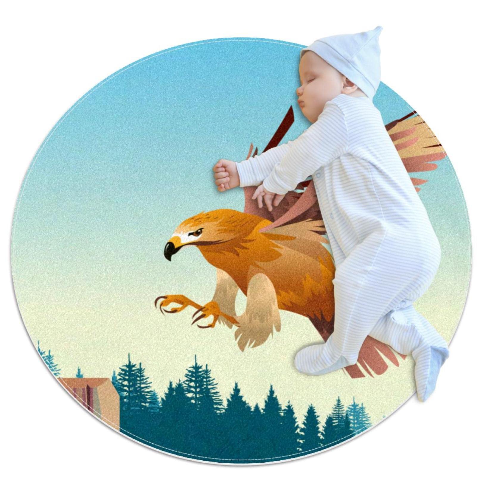Tapis de salle de bain rond motif aigle buzzard chambre enfant