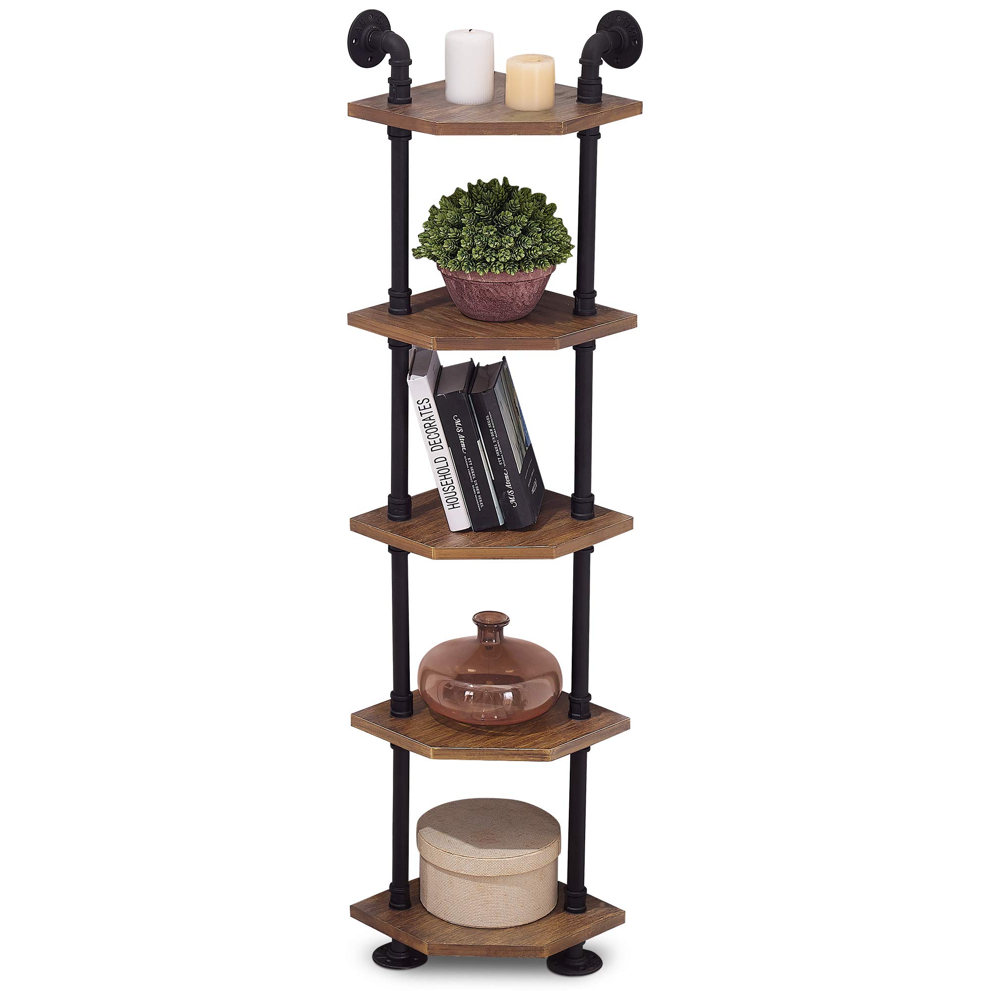 Buy Ivinta Industrial Wall Pipe Shelves, 5Tier Corner Shelf with Solid