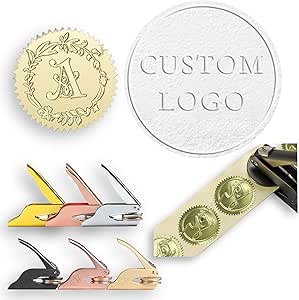 Boek Embosser Stempel Custom Logo Embosser Seal Stempel voor Boeken, Kaarten, Papier, Enveloppen, Servetten Bruiloft Uitnodigingen Gift (Spiegel Sliver